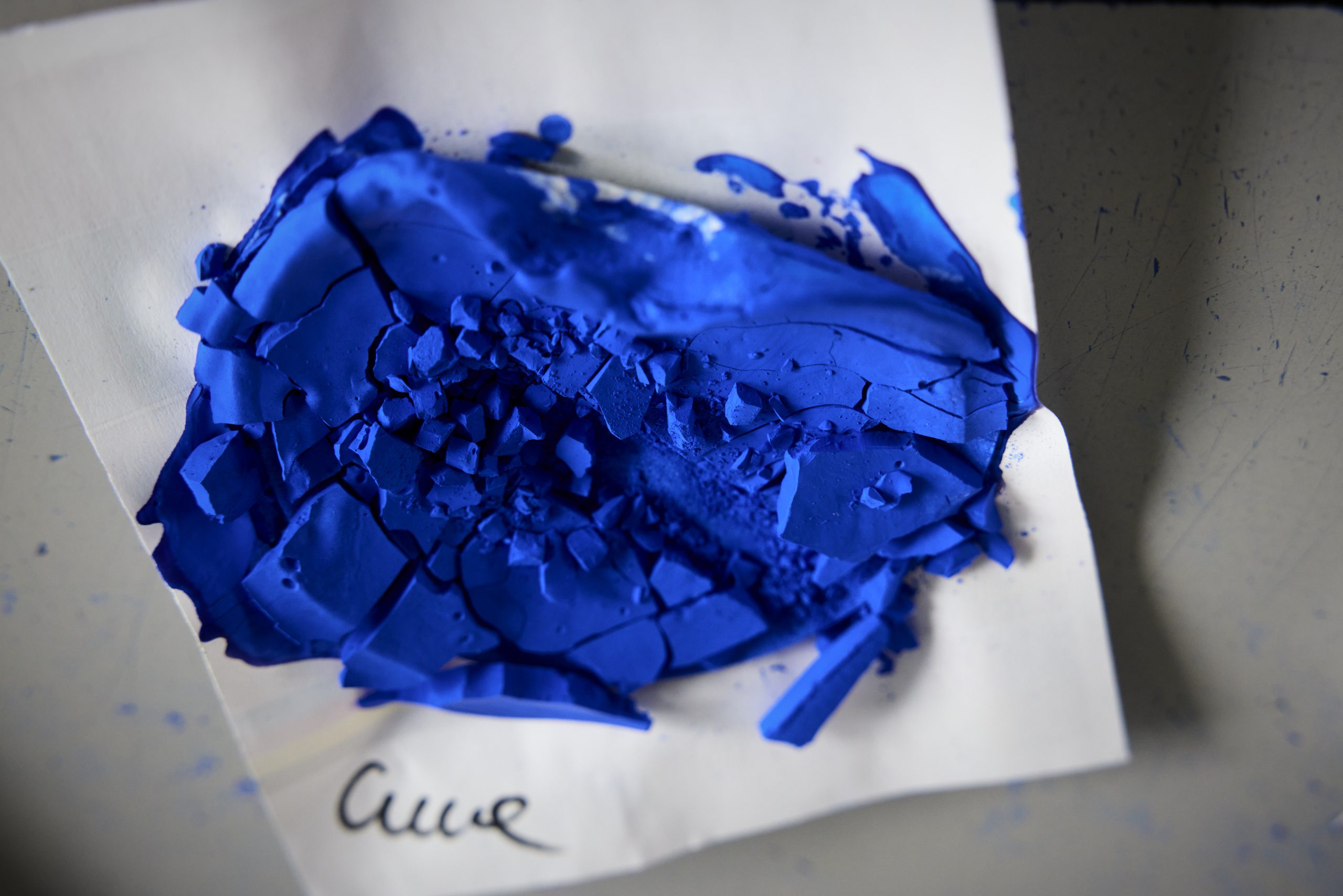 Blue pigment sample prepared in the Holliday laboratory